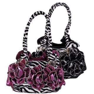   Roomy Dark Purple Raised 3d Zebra Print Flower Purse Handbag Clothing