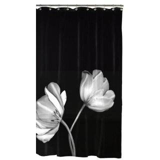 Maytex Tulip Photoreal Vinyl PEVA Shower Curtain, Black
