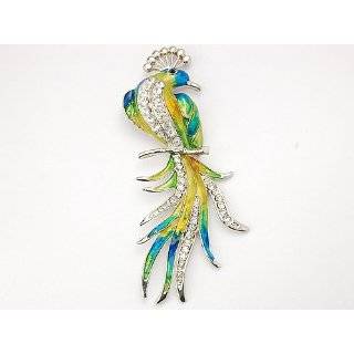   Painted Ruby Crystal Rhinestone Gem Phoenix Bird Pin Brooch Jewelry