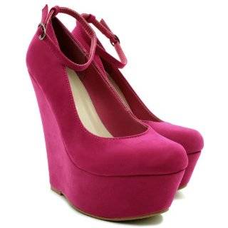   Suede Style Wedge Heel Platform Mary Jane Court Shoes Diana Shoes