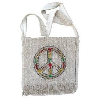Hemp Peace Sign Purse Handbag with Rasta Colors