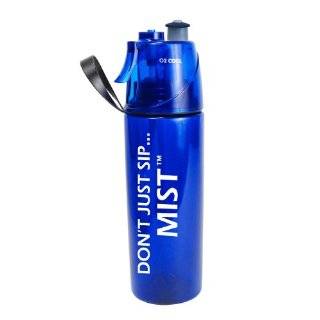 O2COOL Mist N Sip 20 Oz Hydration Bottle in BLUE