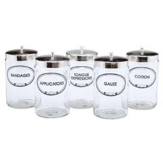  Clear Sundry Jars, Labeled, Set of 5 each Health 