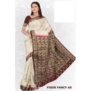    Deep Maroon Art Silk Sari (Saree) Dress from India Clothing