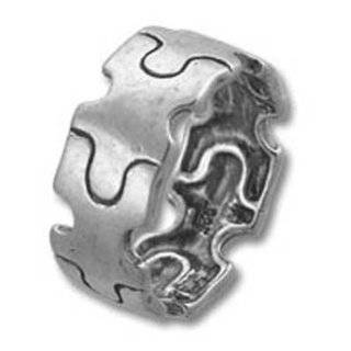 Autism Awareness Puzzle Piece Band Sterling Silver Ring Size 10