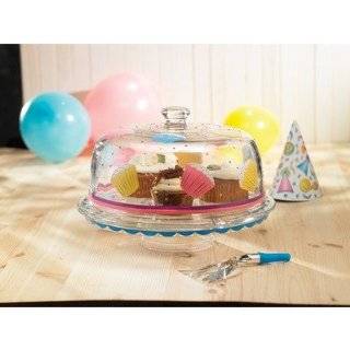Jay Import Delish Cupcake Glass Pedestal Cake Plate with Dome Lid