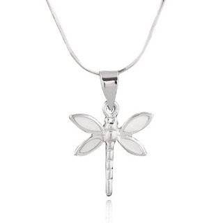 Chuvora Sterling Silver Natural White Mother of Pearl Dragonfly 