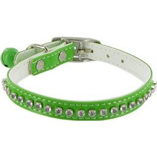   Hollywood Rhinestone Dog or Cat Collar with Bell, 3/8 x 12, Green