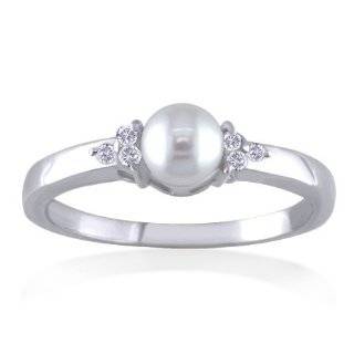  10k White Gold Black and White FW Pearl Ring Jewelry