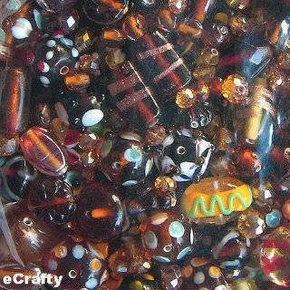   Makers Lampwork Crystal Bead Mix Gold Coast Amber Golds 125 Grams