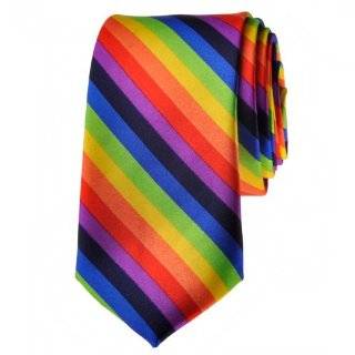    Rainbow Striped Thin Style Mens Hand Made Neck Tie Clothing