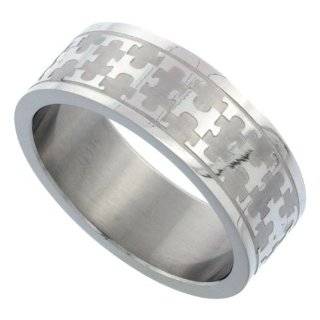 Surgical Steel 8mm Autism Awareness Jigsaw Puzzle Wedding Band Ring 