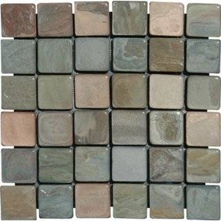 2x2 Multi Classic Tumbled Slate Mosaic Tiles for Backsplash, Shower 