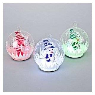   LED Glass Globe Snowman with Knit Hat Ornament / Centerpiece