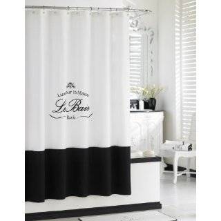 Black French Toile Kids Bathroom Fabric Bath Shower Curtain  