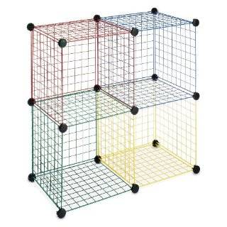 Stacking Wire Storage Cubes   Set of 4 in Silver 