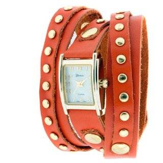  Geneva Designer Inspired Leather Wrap Watch Gold Watches