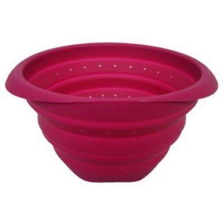 Passoire pliable 23 cm rose   Silicone platine, Diamètre  23 cm