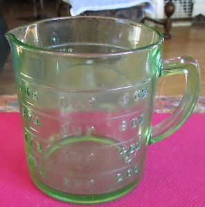 Anchor Hocking Green Depression Glass One Cup Measuring Cup