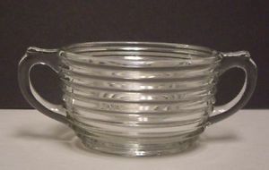 Anchor Hocking Depression Glass Oval Sugar Bowl Clear Manhatten Pattern