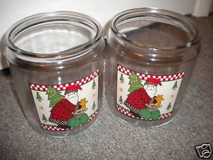Debbie Mumm Magic of Santa Anchor Hocking Glass Jars