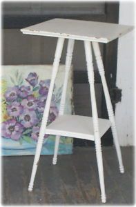 Shabby Vtg Antique White Cottage Spindle Leg End Table Plant Stand MD DC