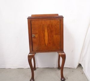 Antique British English Bedside Mahogany Queen Anne Cabinet Nightstand End Table