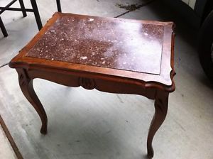Vintage Antique Solid Wood Stone End Table The Knoxville Table Chair Co