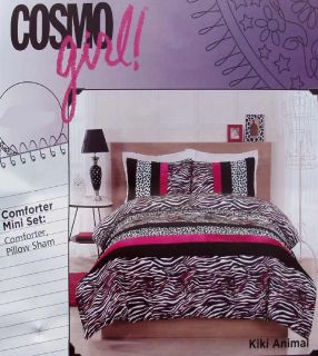 Cosmo Girl Kiki Zebra Stripe Black Pink Full Comforter Shams 3pc Bedding Set New