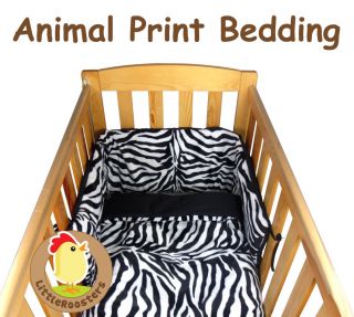 Faux Fur Animal Print Baby Cot Cot Bed Quilt and Bumper Bedding Set Made in UK