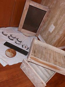 Vtg Antique Flour Bin Drawers Pulls Handles Cabinet Wooden Hoosier Kitchen Part