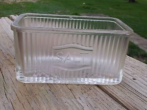 Antique Glass Salt Box Sneath Glass Co for Hoosier Cabinet