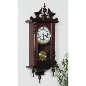 Kassel 15 Day Elegant Antique Style Wood Chiming Wall Clock Swinging Pendulum