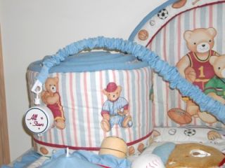 Kids Line Club USA 7 PC"Sports Bears" Crib Bedding Set Infant Baby Boy Nursery