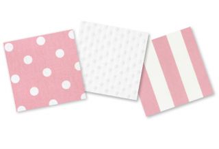 Modern Pink White Polka Dot Stripe Baby Girl Crib Bedding Set Made in America