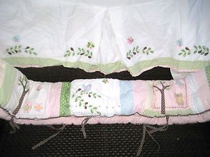 Pottery Barn Kids Hayley Bird Owl Organic Baby Girl Crib Bedding Bumper Skirt