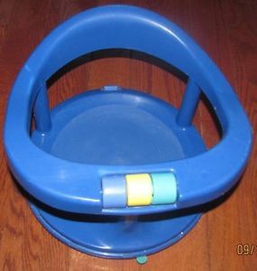 Safety First 1st Swivel Infant Blue Baby Bath Tub Seat Chair Ring Suction Cups