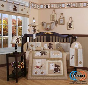 Boy Teddy Bear 13P Baby Crib Bedding Set