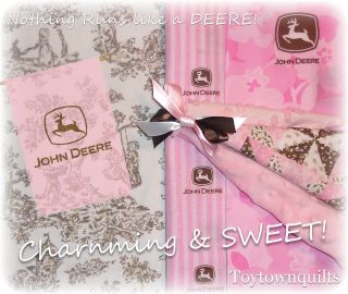 John Deere Dainty Pink Chenille Baby Girl Quilt Bedding