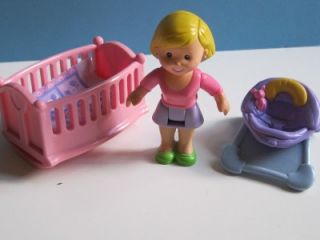Fisher Price My First Dollhouse Mom Mother Baby Nursery Furniture Crib Bouncer