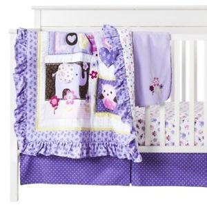 Circo Love N' Lilacs 4pc Baby Girl Crib Bedding Set Purple Owl Crib Set