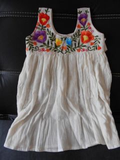 Hand Embroidered Mexican Baby Girl Size 2 Dress Clothing Coarse Cotton Folk Art