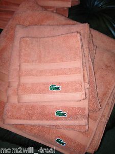 New Lacoste Bath Towel Hand Towel Wash Cloth Towel in Tangerine IZOD