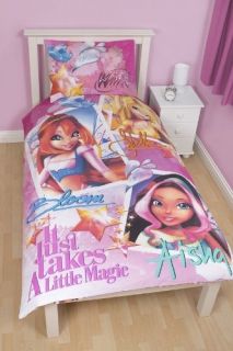 Winx Club 'Wing' Reversible Panel Single Bed Duvet Quilt Cover Set Brand New