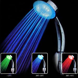 Romantic 3 Colors Change Water Temperature Sensor LED Light Bathroom Shower Head