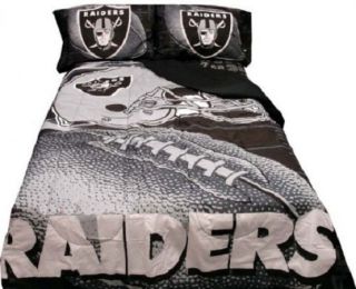 5pcs NFL Oakland Raiders Licensed Comforter Sheets Bed in A Bag Set Queen