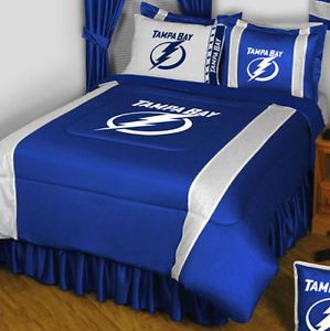 NHL Tampa Bay Lightning Comforter Sheets Hockey Bed in Bag Queen Bedding Set