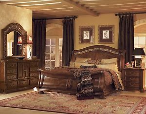 Wynwood Granada Rich Cherry King Size Sleigh Wood Bed Bedroom Furniture