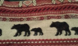 John Rich and Bros Woolrich Throw with Black Bears Blanket 50x60 Red Grey Black