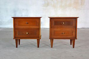Mid Century Danish Modern Pair of Nightstands 1960s Bedside Walnut End Tables
